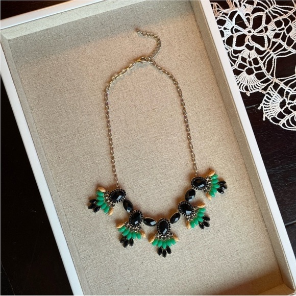 Olivia Welles Jewelry - Elegant Black and Green Statement Necklace -Olivia Welles